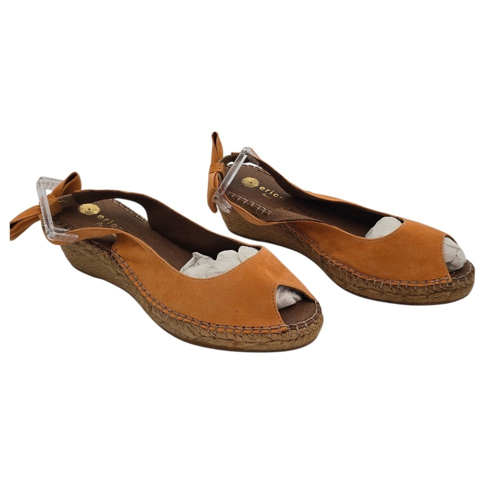 Eric Michael Handmade Spain Tan Suede Espadrille Wedge EU 37 US 7 Coastal Summer